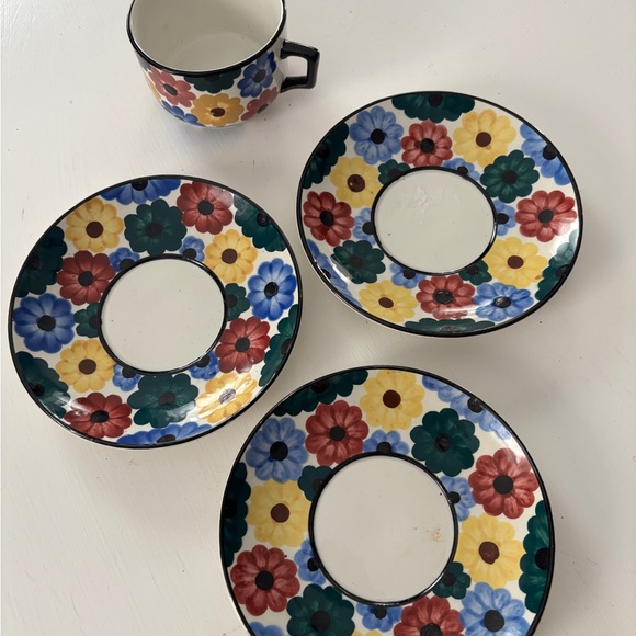 Ges Gesch Vintage German Pottery 1 cup and 3 saucers replacement pieces. - Picture 6 of 7